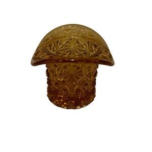 Fenton Glass Toothpick Holder Daisy Button Amber Topaz Top Hat Match Holder VTG